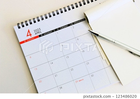 New Year New Life April Calendar and Notes Schedule Management 123486020