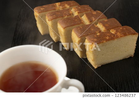 Brandy cake and tea 123486237