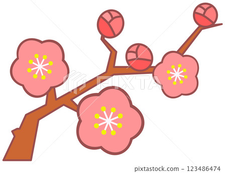 春天盛開的美麗櫻花的插圖 123486474