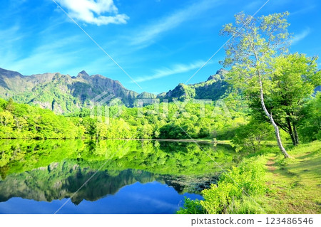 Mirror pond in summer Mirror pond in summer 123486546