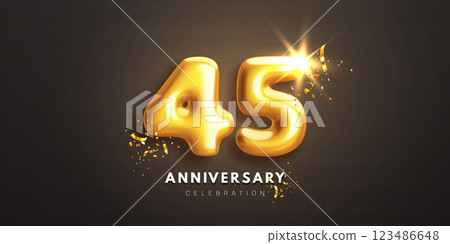Forty fifth anniversary celebration. 3d golden number 45 Forty fifth anniversary celebration. 3d golden number 45 123486648
