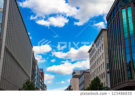 [Kyoto scenery] Sky and buildings on Karasuma Street 123486830