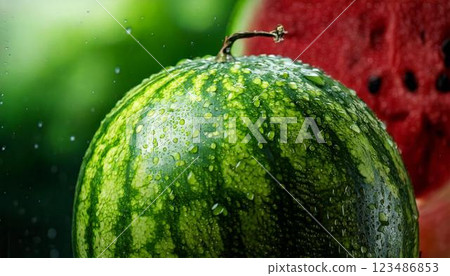 Fruit with water drops: Watermelon 123486853