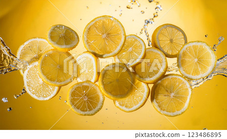 Yellow background with lots of lemons and fresh images Yellow background with lots of lemons and fresh images 123486895