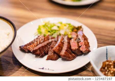 Beef tongue from the beef tongue set meal Beef tongue from the beef tongue set meal 123487197
