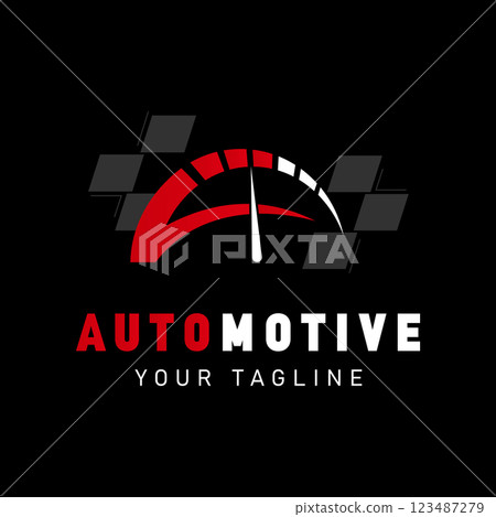Automotive Logo Design, Simple Speed Concept Sport Car Themed Garage Car Repair Service 123487279