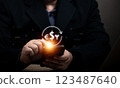 Currency exchange money transfer concept. Businessman searching virtual global currency exchange, foreign currency, international money transfer, financial online banking payment by mobile phone. 123487640
