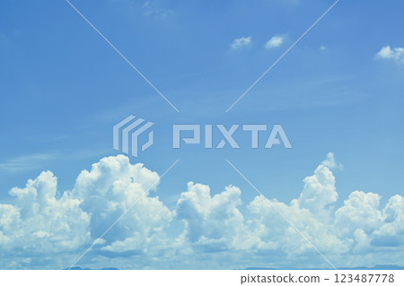 clear blue sky with white cloud, good weather in the morning have a nice day 123487778