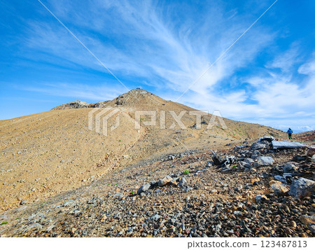 Climbing Mt. Ontake in summer: Otaki summit to Kengamine (Hachō-dārumi) Climbing Mt. Ontake in summer: Otaki summit to Kengamine (Hachō-dārumi) 123487813