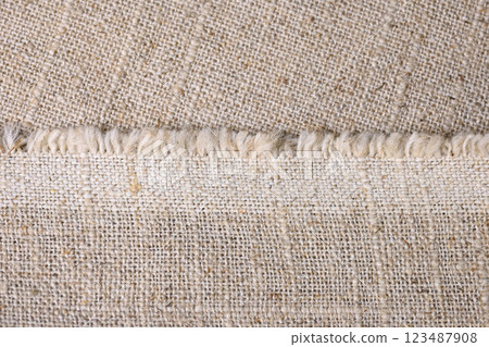 brown hemp viscose natural fabric cloth, sackcloth rough texture of textile fashion 123487908