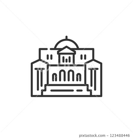 日本銀行（BOJ）向量圖示 金融、經濟和中央銀行的簡單線條畫 123488446