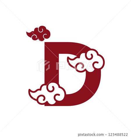 Cloudy red letters icon design 123488522