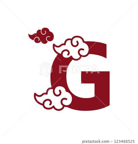 Cloudy red letters icon design 123488525