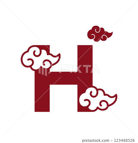 Cloudy red letters icon design 123488526