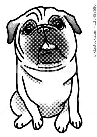 哈巴狗黑白透明背景狗插圖 123488680