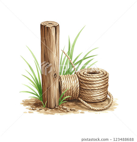 Stake and rope illustration Stake and rope illustration 123488688