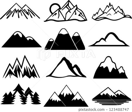 set of icons of a mountain landscape 123488747