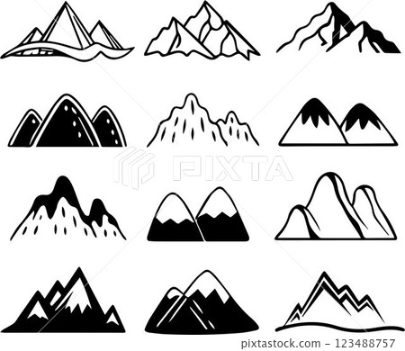 set of icons of a mountain landscape 123488757