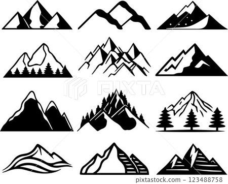 set of icons of a mountain landscape 123488758