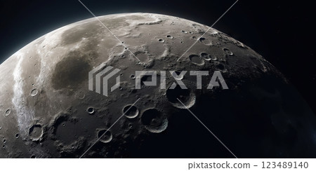 Moon surface with craters and space background. Universe beauty. Generatie AI 123489140