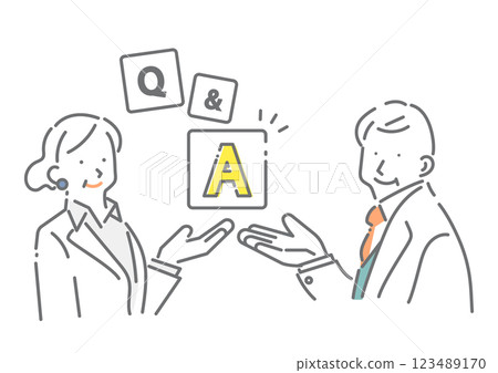 簡單時尚的中年商務人士線描插畫 123489170