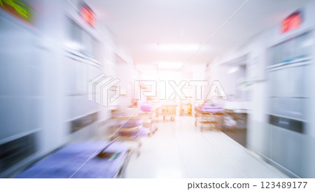 Concept of patient treatment, patient room, operating room in hospital, blurred image 123489177
