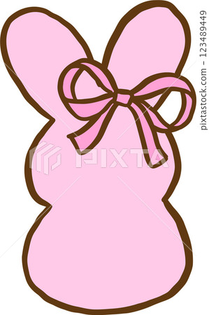 Easter School Bunny peep with bow Cartoon Hand Drawn Easter School Bunny peep with bow Cartoon Hand Drawn 123489449