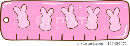 Easter School Ruler bunny peep Cartoon Hand Drawn Easter School Ruler bunny peep Cartoon Hand Drawn 123489471