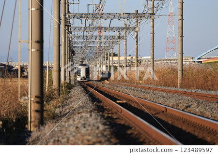 東武鐵道自由特快列車在日光東行線上行駛 123489597