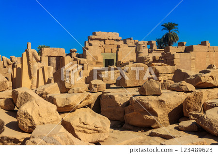 Karnak Temple Complex, commonly known as Karnak comprises a vast mix of decayed temples, chapels, pylons, and other buildings in Luxor, Egypt 123489623