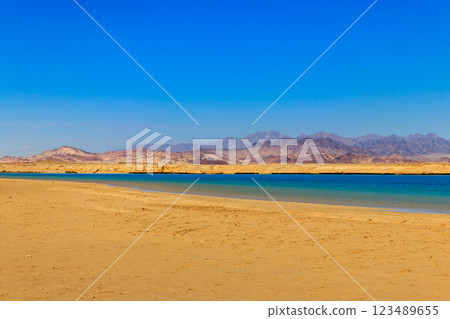 Beautiful lake in Ras Mohammed national park, Sinai peninsula in Egypt 123489655