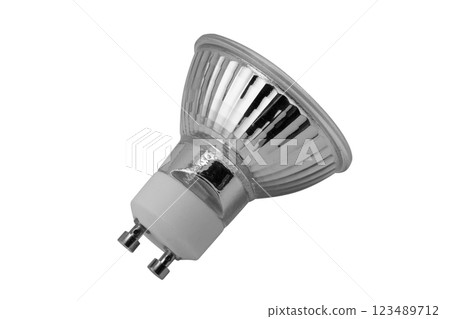 LED light bulb isolated on white background. Energy super saving electric lamp 123489712