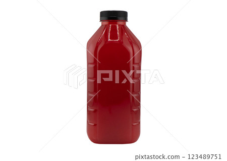 A Bottle of cranberry juice isolated on white background. Bottle of morsel 123489751