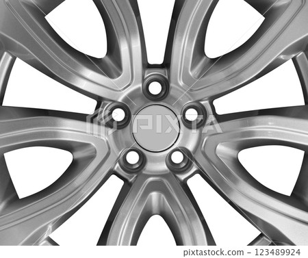 Car alloy wheel isolated on white background. New alloy wheel for a car on a white background. Alloy rim isolated. Car wheel disc. Car alloy wheel isolated on white background. New alloy wheel for a car on a white background. Alloy rim isolated. Car wheel disc. 123489924