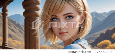 藍眼睛的金髮美女 藍眼睛的金髮美女 123489988