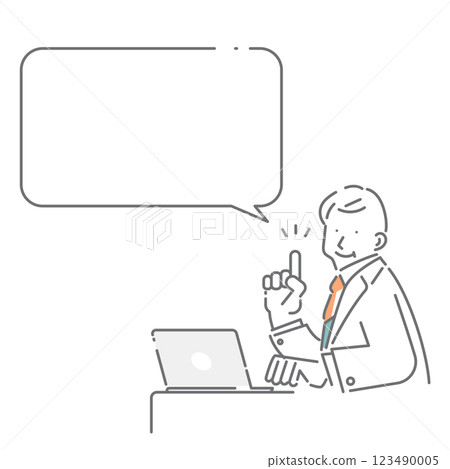 簡單時尚的中年商務人士線描插畫 123490005
