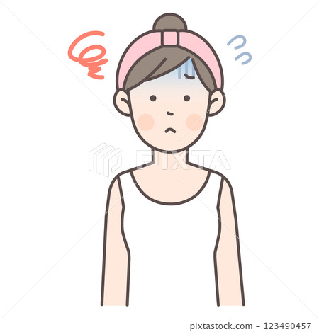 A pale woman washing her face 123490457