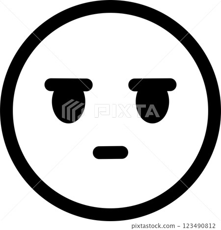 Emoji, emoticon, face, emptiness, calm, emotionless, disinterested, icon, decoration, illustration, design, material 123490812