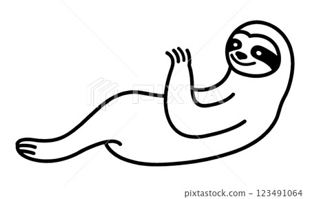 一幅粗糙的手繪線條畫,畫中是一隻懶散地躺著的樹懶,畫在透明的背景上 一幅粗糙的手繪線條畫,畫中是一隻懶散地躺著的樹懶,畫在透明的背景上 123491064