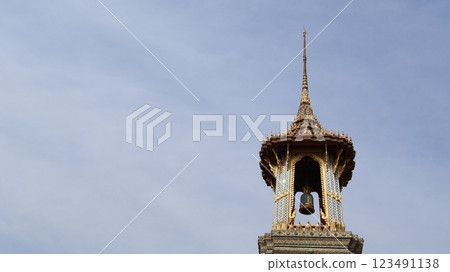 The bell tower is a structure located in Buddhist temples The bell tower is a structure located in Buddhist temples 123491138