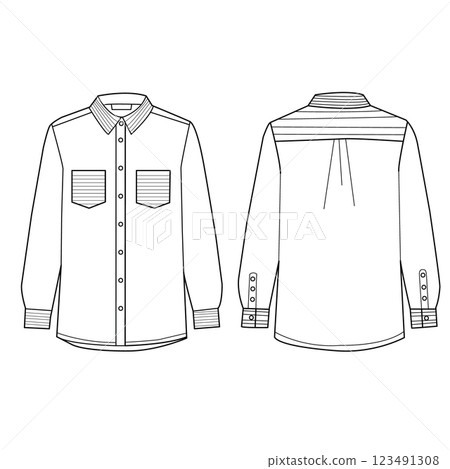 Basic Shirt technical fashion Illustration. Basic Shirt technical fashion Illustration. 123491308