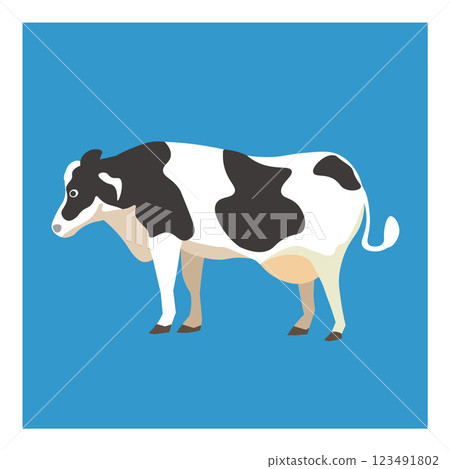 Illustration of a dairy cow looking to the side 2 Illustration of a dairy cow looking to the side 2 123491802