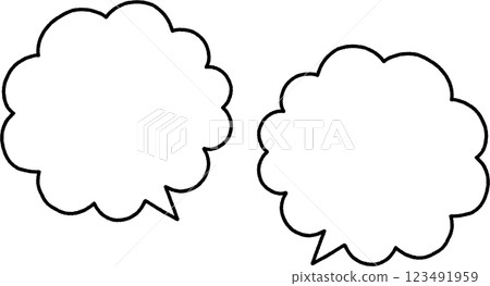 Hand-drawn pop speech bubbles (with the inside of the speech bubbles painted white) Hand-drawn pop speech bubbles (with the inside of the speech bubbles painted white) 123491959