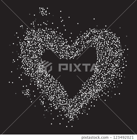 Heart shaped frame gray powder splash 123492021