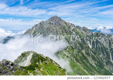 從劍禦前眺望劍山和八峰群峰 - 攀登北阿爾卑斯山的劍山 從劍禦前眺望劍山和八峰群峰 - 攀登北阿爾卑斯山的劍山 123492077