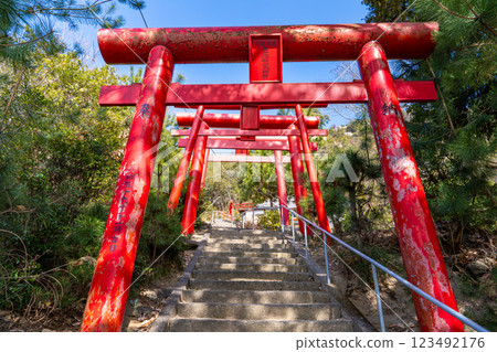 初春的祕境稻荷神社:岡山縣倉敷市參道與朱紅色鳥居2號 初春的祕境稻荷神社:岡山縣倉敷市參道與朱紅色鳥居2號 123492176