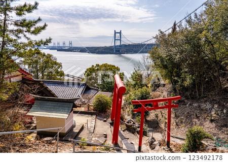 Early spring's hidden spot Inari Shrine and the Great Seto Bridge 2 Kurashiki City, Okayama Prefecture 123492178