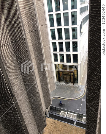 Over Downtown London Viewed from a Low Price Hotel Window. Captured by Mobile Camera on the 2nd Morning of a Traveler s England Trip. 123492449