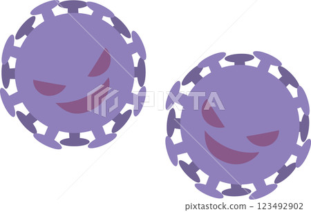 Simple virus illustration with an evil face 123492902