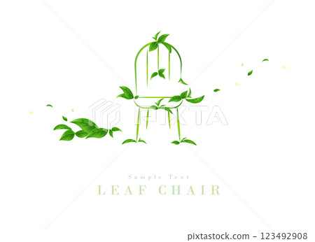 Chair painted with green leaves | Ecology Art Series 123492908
